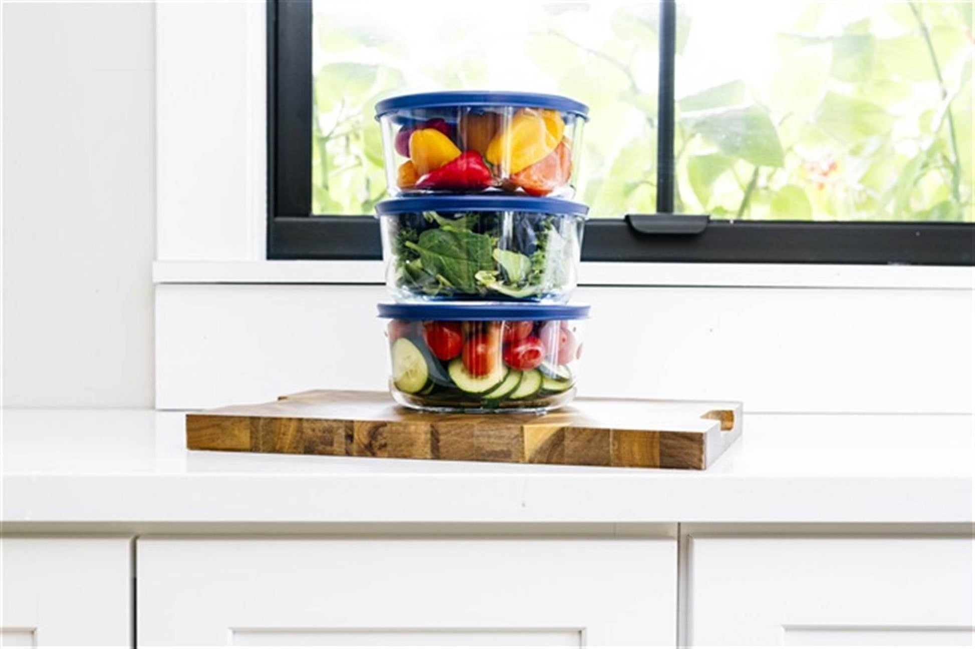 Glass Food Storage Containers - 12 Piece 4 Cup Set (6 Containers + 6 Lids) BPA-Free Lids - Loft&Timber