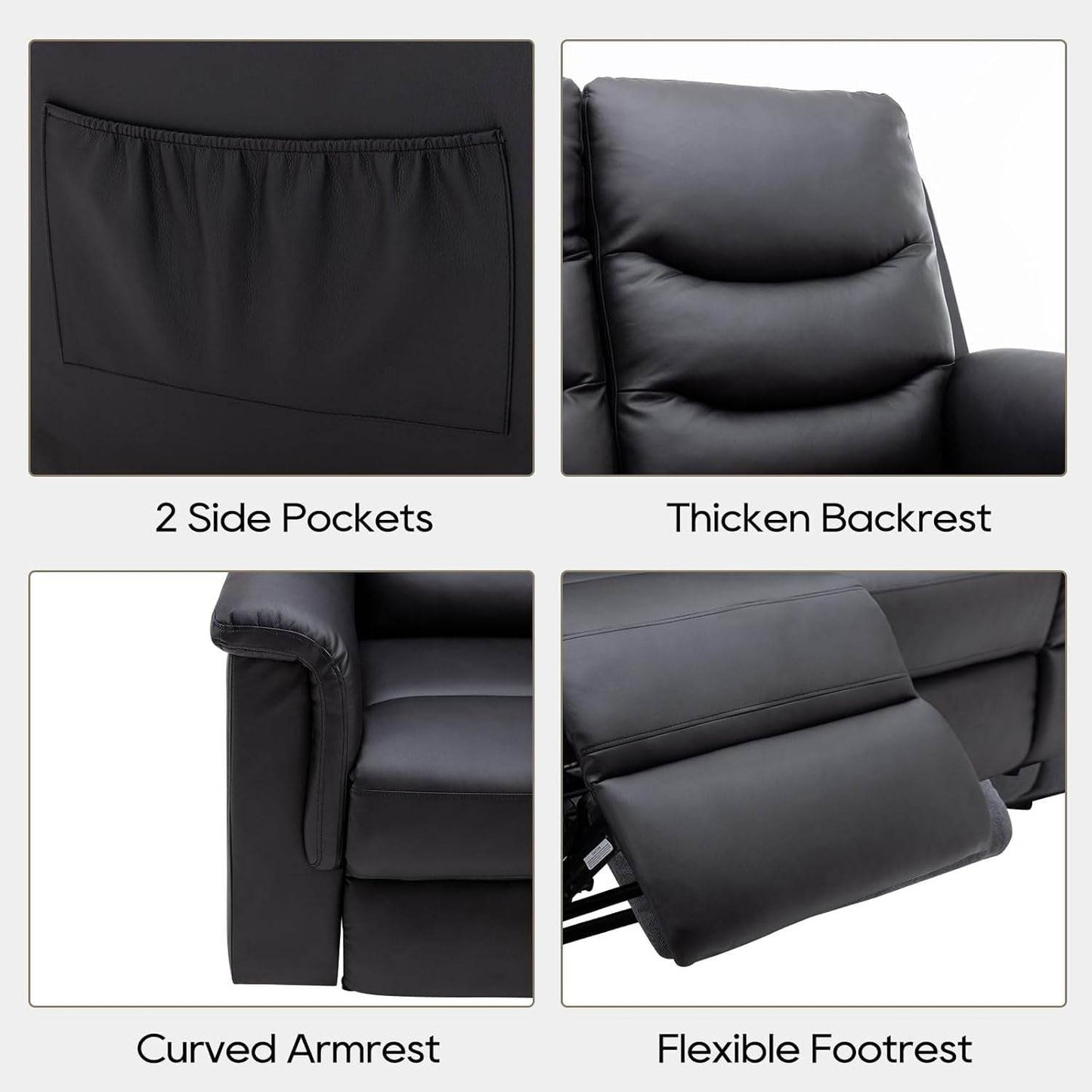 2 Pieces Recliner Sofa Set, Manual Recliner Sofa Set for Living Room Furniture Sets, Reclining Sofa and Loveseat Set, Reclining Loveseat Sofa with Console & Cup Houlders for Living Room - Loft&Timber
