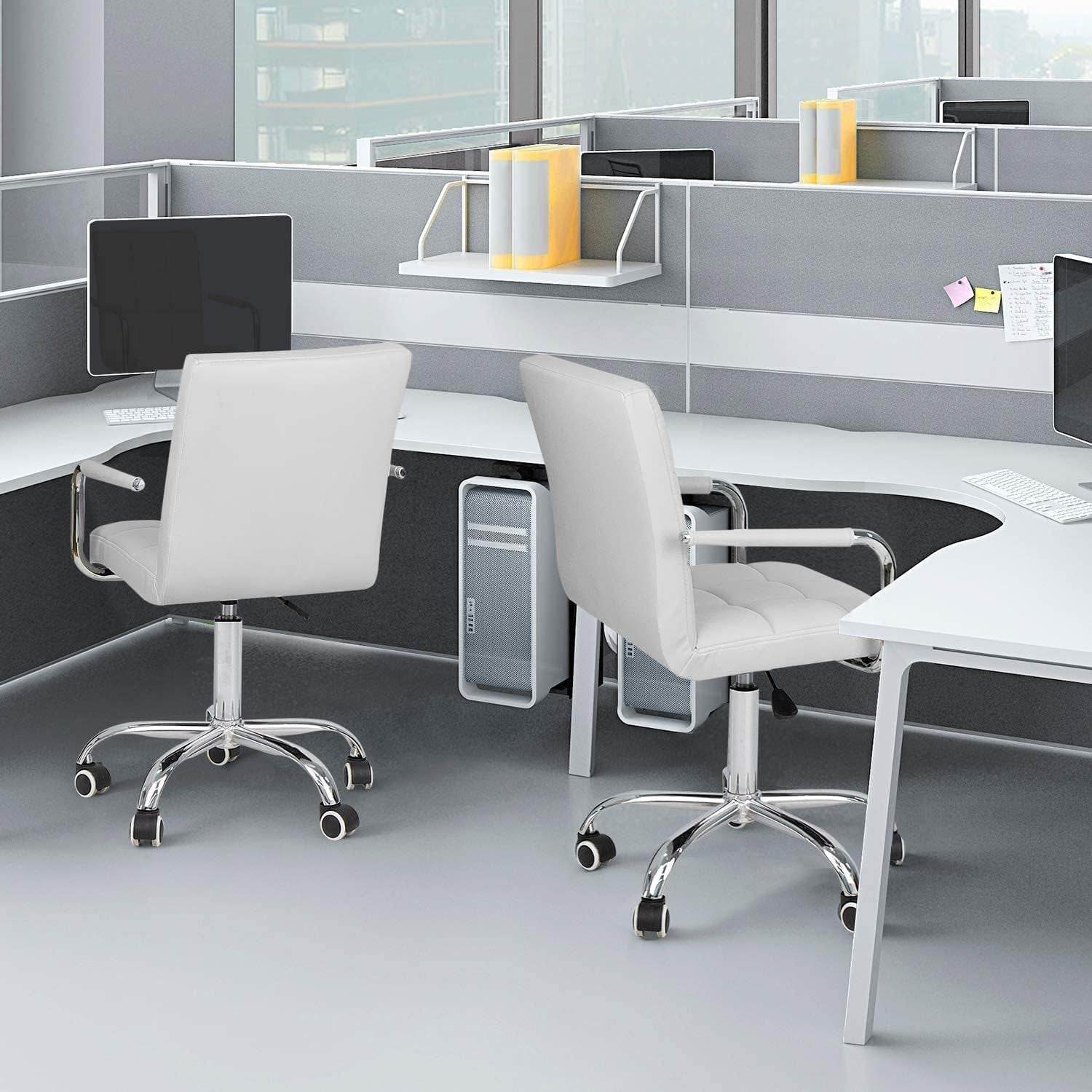 Modern Office Desk Chair with Wheels (White) - Loft&Timber