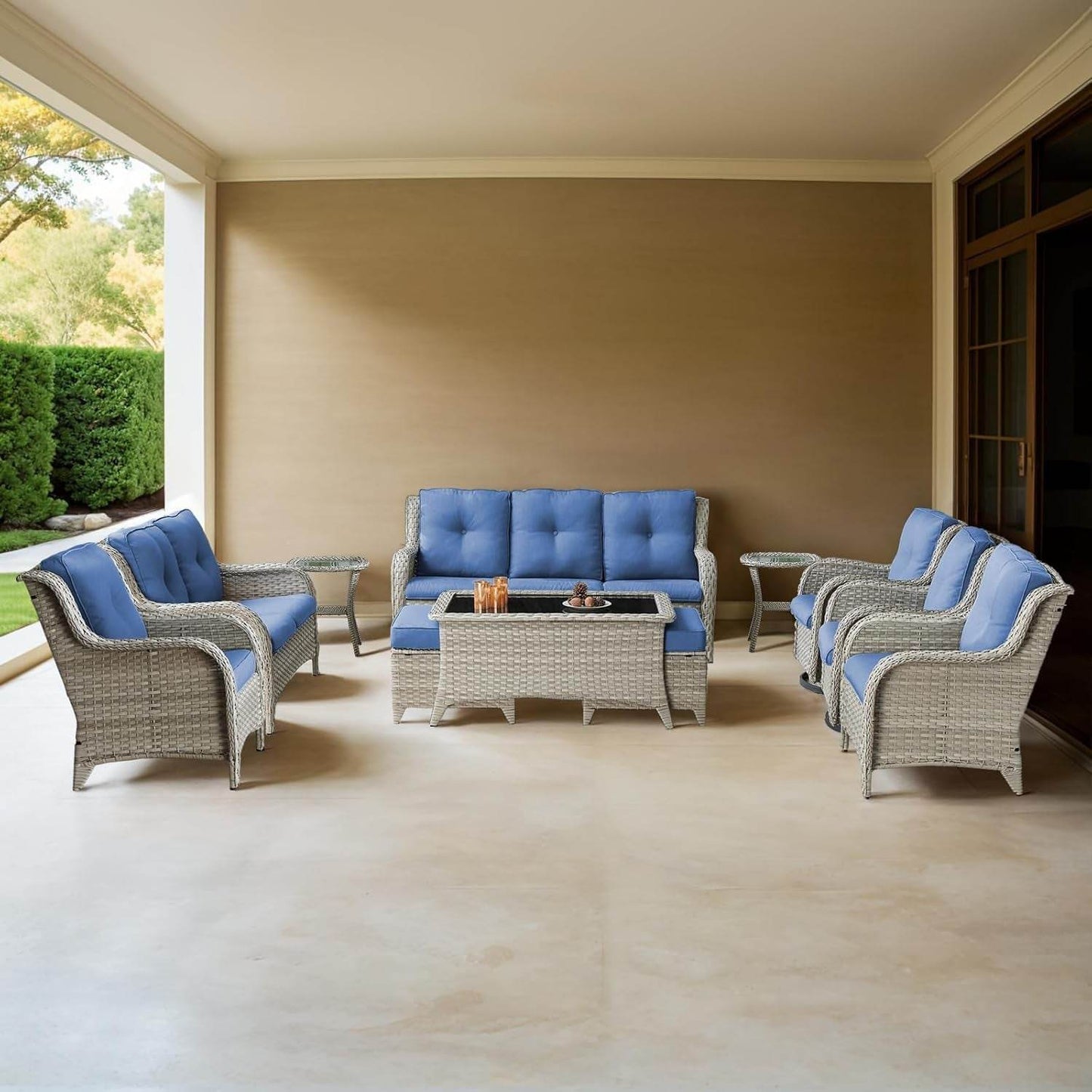 Cozy 11 Piece Outdoor Furniture Set with Swivel Chairs - Loft&Timber