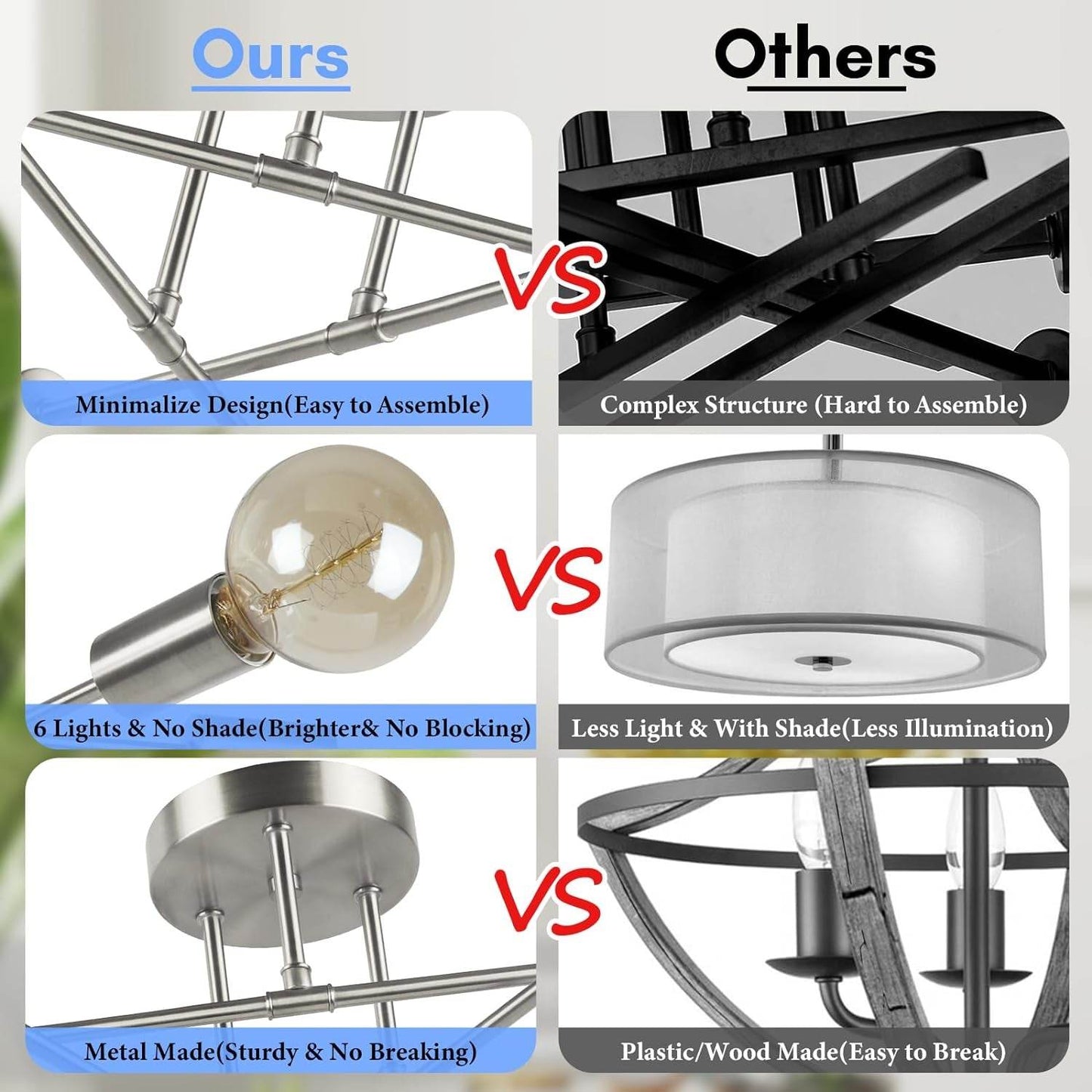 Modern Sputnik Chandelier, 6-Light Ceiling Light Fixture, Bedroom Light Fixture, Sputnik Lights Fixture for Living Room, Dining Room, Kitchen, Office, Foyer, Hallway (Brushed Nickel) - E26 Base - Loft&Timber