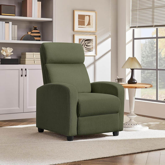 Corduroy Recliner Chair Single Sofa Dark Green - Loft&Timber