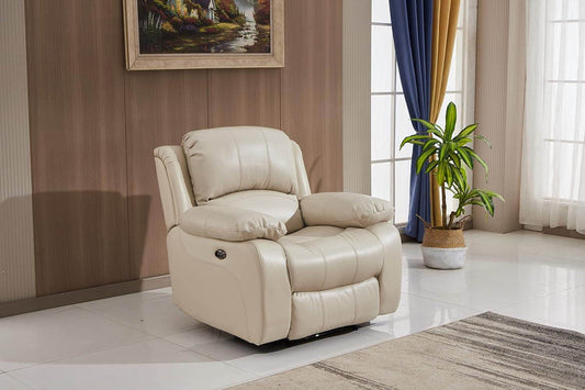 Power Reclining Bonded Leather Living Room Set (Beige, Power Recliner) - Loft&Timber