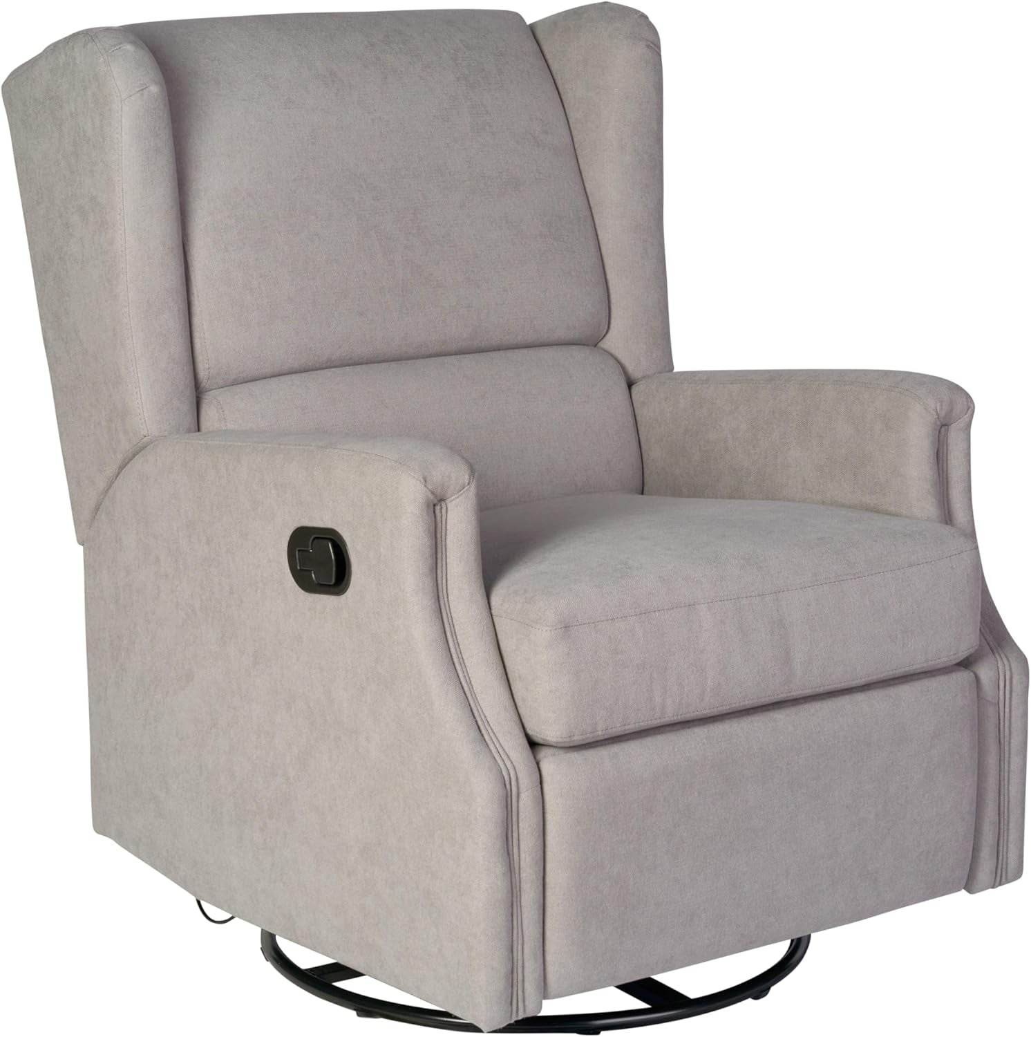 Omma Swivel Glider Rocking Recliner, Manual Wingback Recliner with 360 Degree Swivel, for Living Room, Bedroom, or Nursery, Upholstered, Light Gray - Loft&Timber