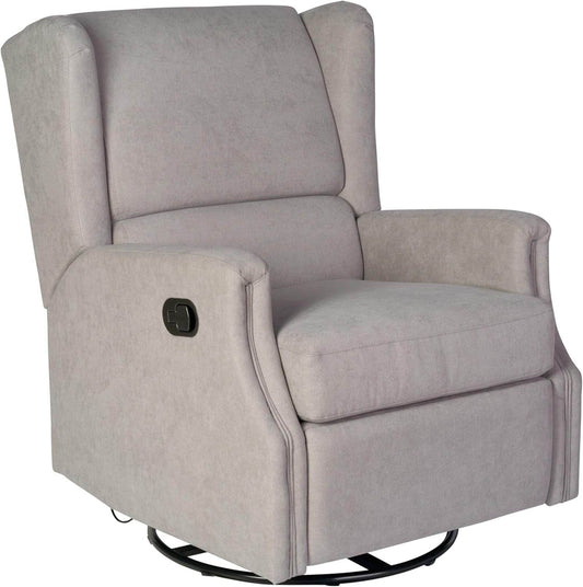Omma Swivel Glider Rocking Recliner, Manual Wingback Recliner with 360 Degree Swivel, for Living Room, Bedroom, or Nursery, Upholstered, Light Gray - Loft&Timber