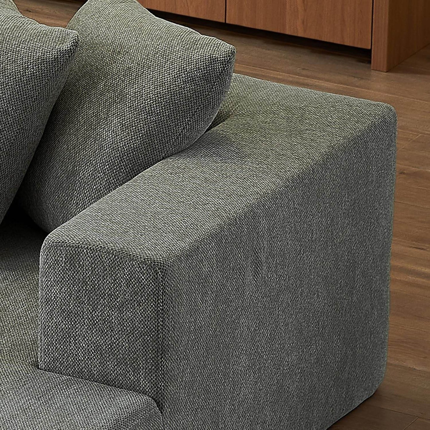 U-Shaped Modular Sectional Sofa 6-Seater, Grey Chenille - Loft&Timber