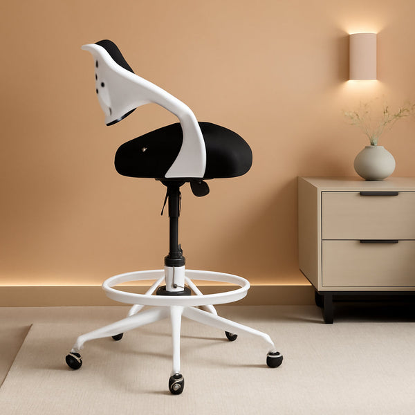 Ergonomic Drafting Chair,Standing Computer Desk Chair,Foot Ring,Lumbar Support,Swivel Task Chair -Black-0