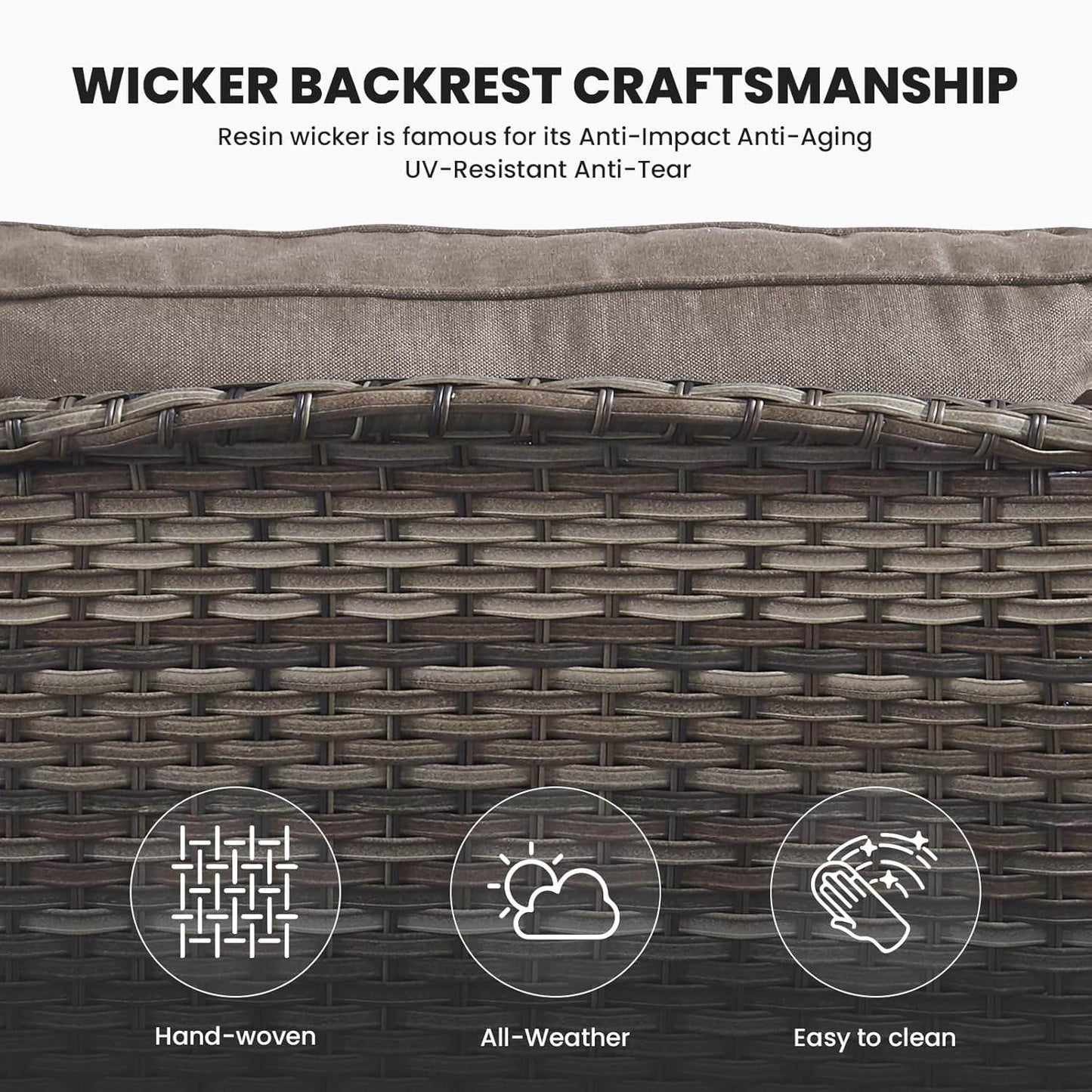 Outdoor Furniture 3-Seater Rattan Sofa Patio Wicker Sofa Couch Furniture Set with Washable Cushions - Loft&Timber