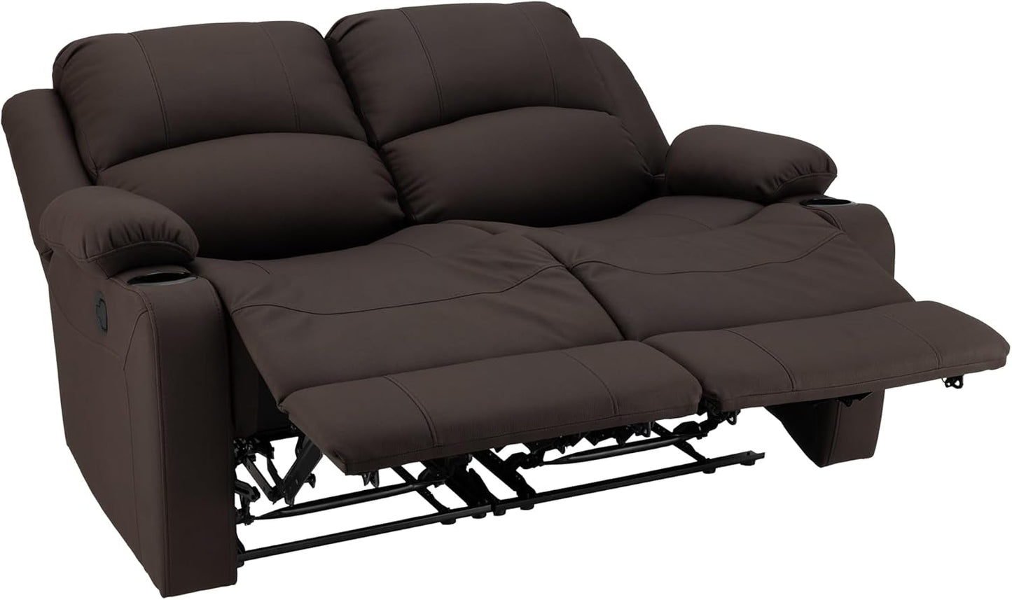 58" Wall Hugger Reclining RV Theater Seats | Double Recliner RV Sofa | RV Couch | Wall Hugger Recliner | RV Theater Seating | RV Furniture (Manual, Chocolate) - Loft&Timber