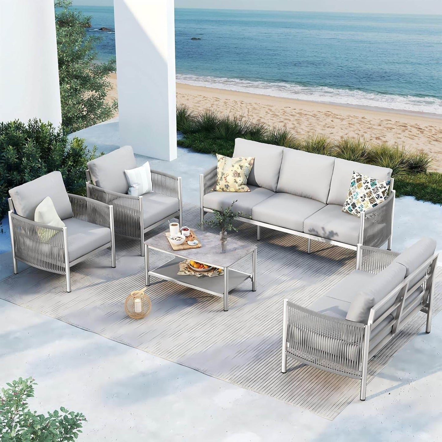 Modern Aluminum Outdoor Patio Furniture Set with Cushions - Loft&Timber