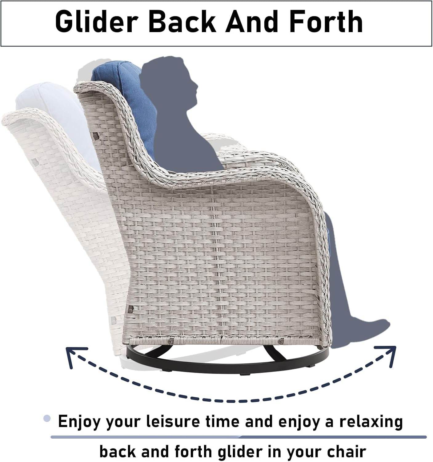 Outdoor Wicker Furniture Set with Swivel Rocker Chairs - Loft&Timber