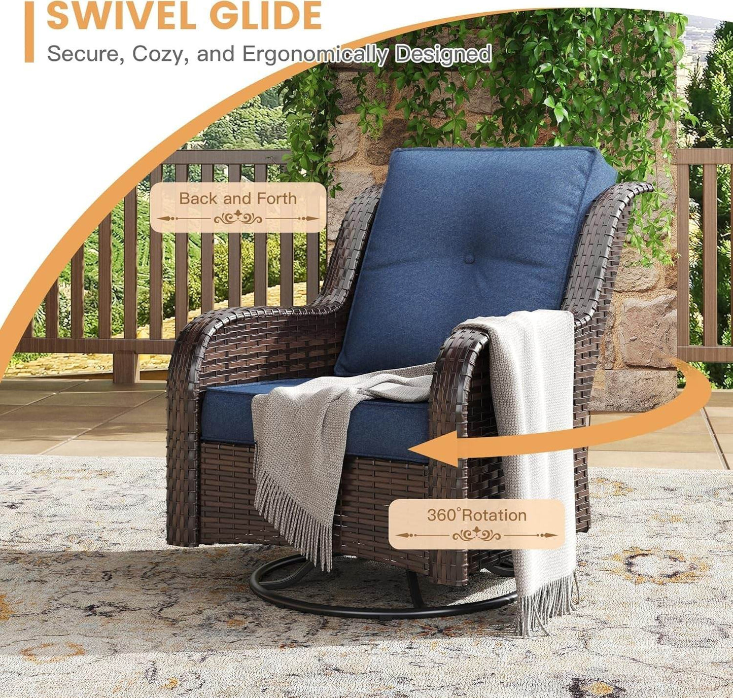 Nine Piece Outdoor Patio Furniture Wicker Conversation Set - Loft&Timber