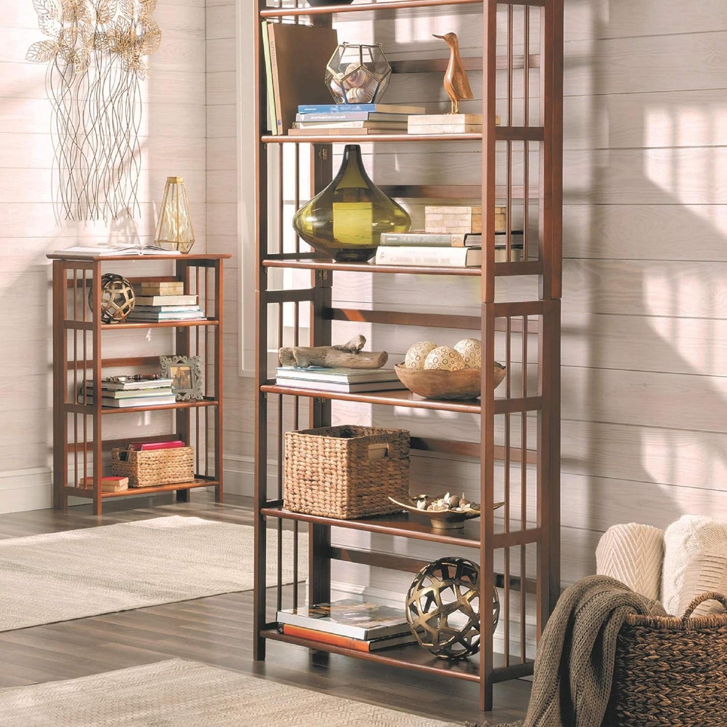 3-Shelf Stackable 27.5" Wide-Chestnut Fold Bookcase - Loft&Timber