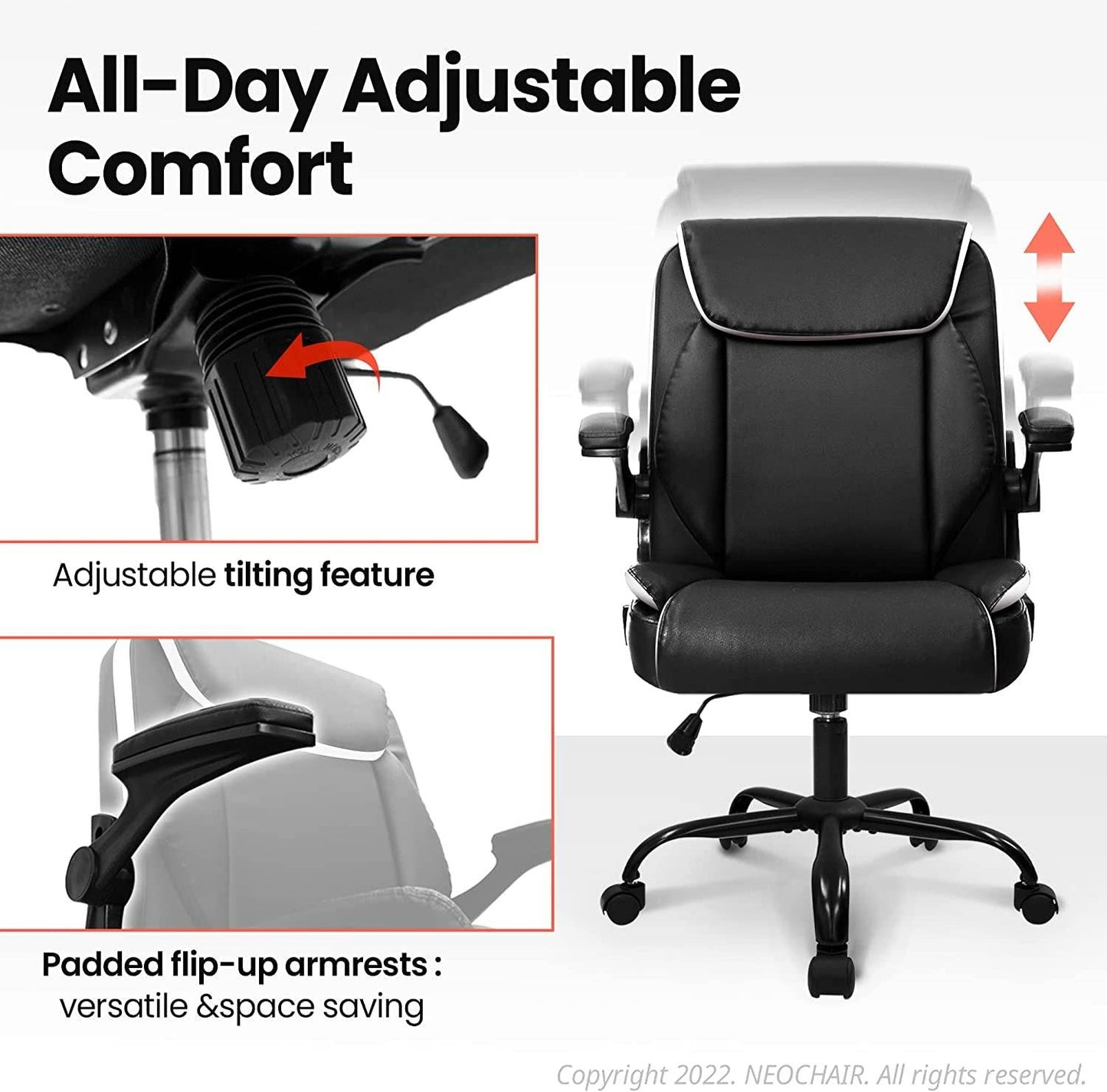 Ergonomic Black Office Chair with Swivel Wheels - Loft&Timber