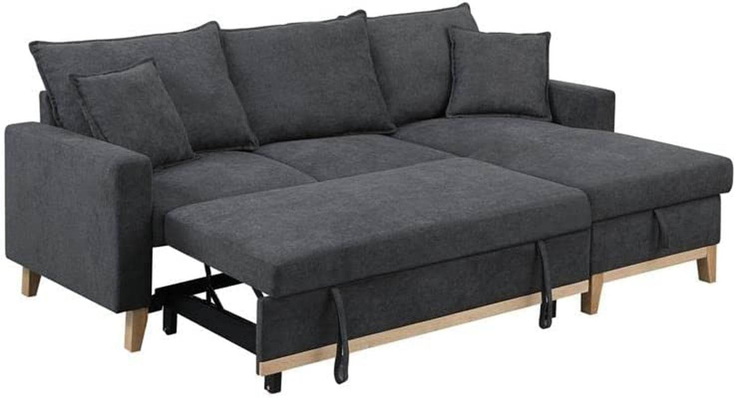 Gray Reversible Sleeper Sectional with Storage Chaise - Loft&Timber
