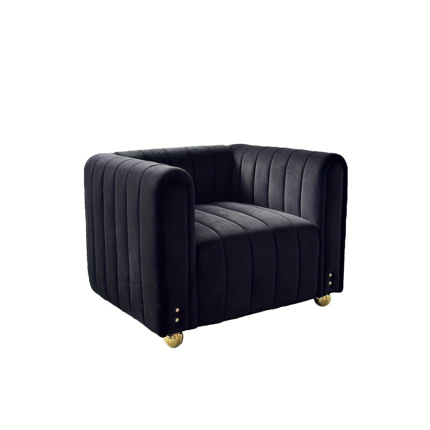 2-Piece Black Velvet Sofa Set With Golden Metal Legs - Loft&Timber
