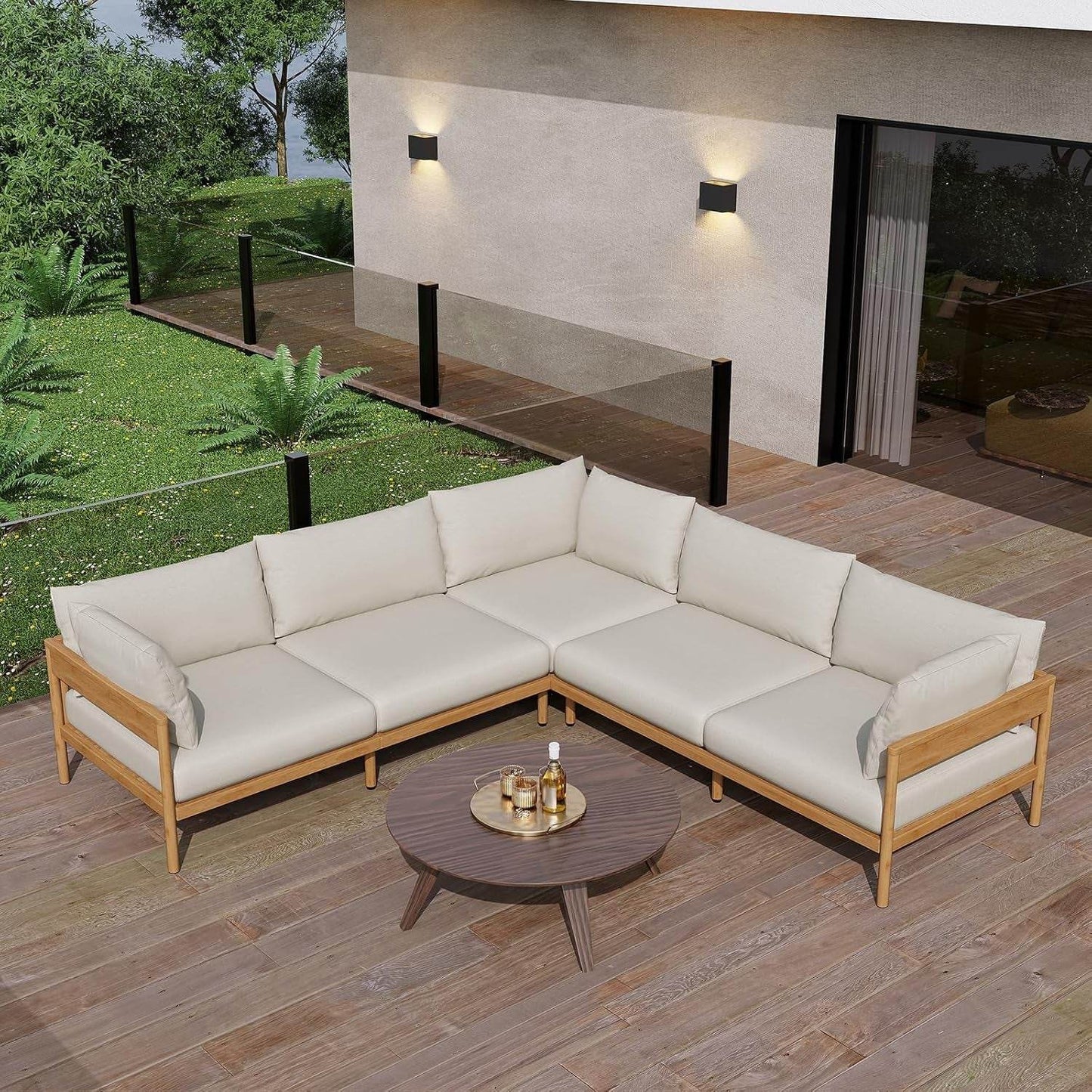 Modern Outdoor Sectional Sofa Set with Thick Cushions - Loft&Timber