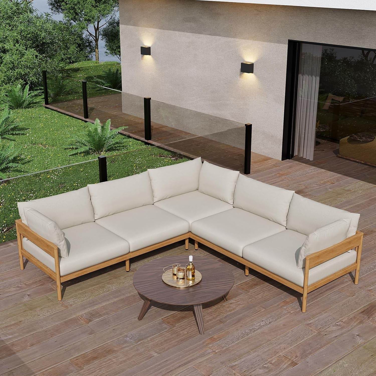 Modern Outdoor Sectional Sofa Set with Thick Cushions - Loft&Timber