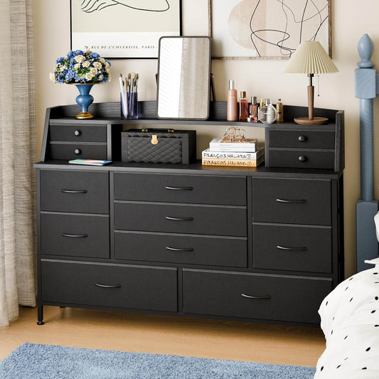 Black Nursery Dresser with 13 Drawers (No LED Lights) - Loft&Timber