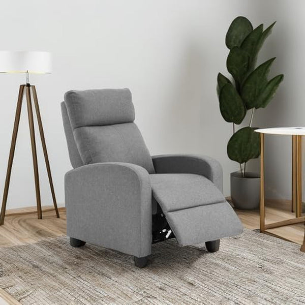 Recliner Chair for Living Room Home Theater Seating Single Reclining Sofa Lounge with Padded Seat Backrest (Grey)-0