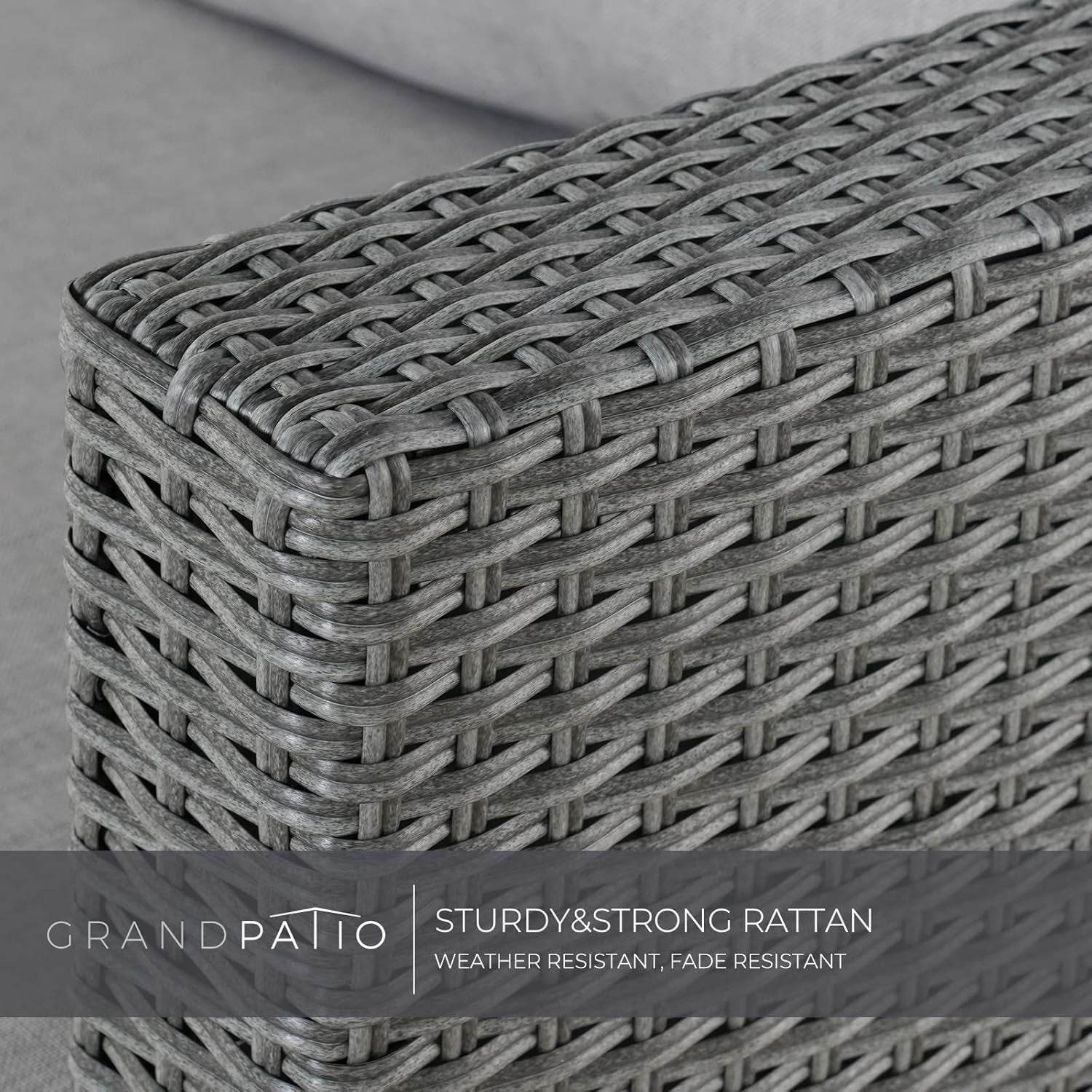 Modular Wicker Outdoor Furniture Set with Fire Pit - Loft&Timber