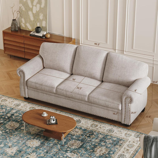 Elegant 90 Inch Nailhead Trim Sofa for Living Room-1