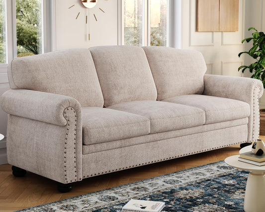 Elegant 90 Inch Nailhead Trim Sofa for Living Room-0
