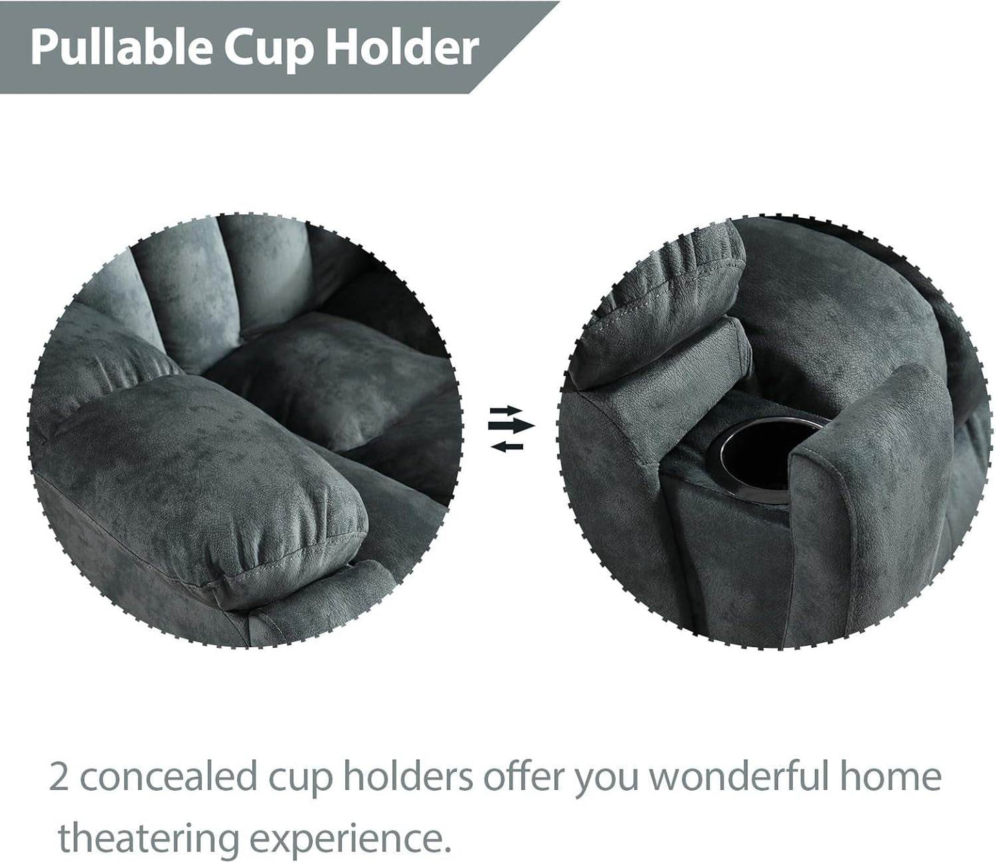 Reclining Living Room Set, Soft Fabric Manual 2 Piece Recliner Sofa Set, Included Recliner Chair with Massage and Heat and Loveseat Daul Recliner, Green Grey(Recliner+Loveseat) - Loft&Timber