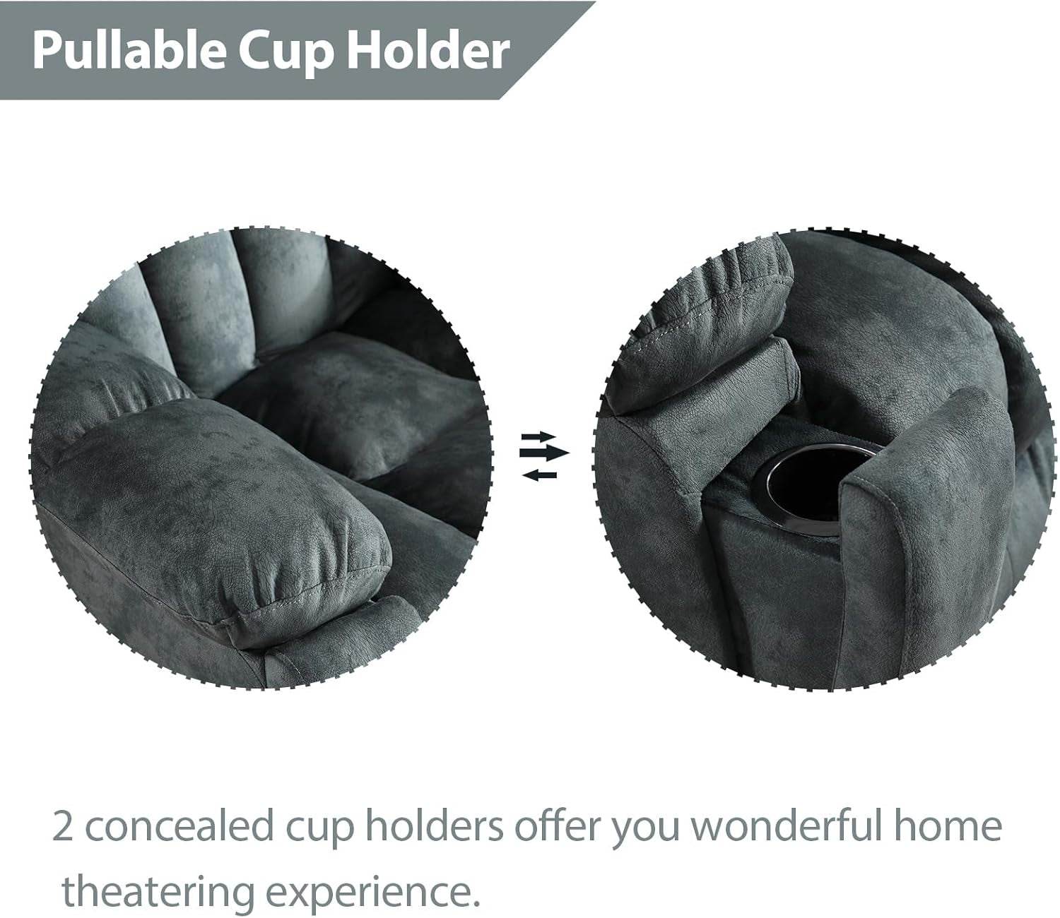 Reclining Living Room Set, Soft Fabric Manual 2 Piece Recliner Sofa Set, Included Recliner Chair with Massage and Heat and Loveseat Daul Recliner, Green Grey(Recliner+Loveseat) - Loft&Timber