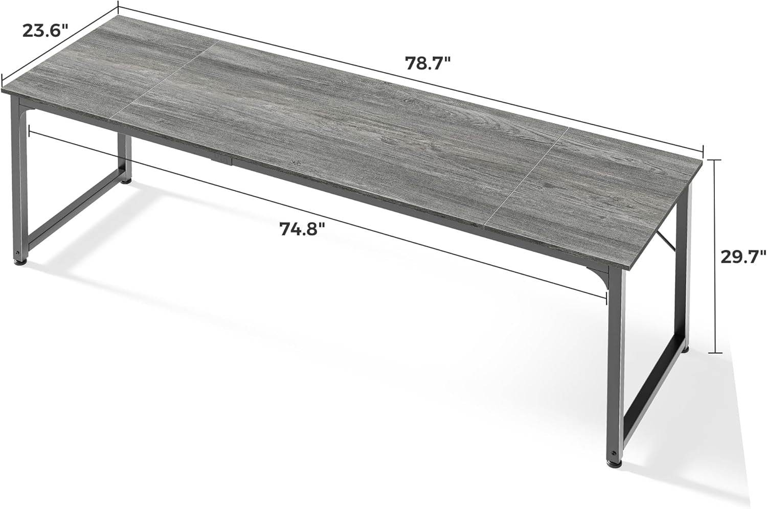 Computer Desk, 80 Inch in Grey - Loft&Timber