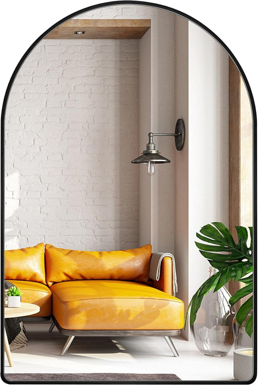 24X36 Inch Black Arched Mirror for Bathroom Vanity Mirror or Wall Decor Arch Mirror Brushed Metal Frame Wall Mounted Mirror for Bathroom Livingroom Bedroom Entryway-0