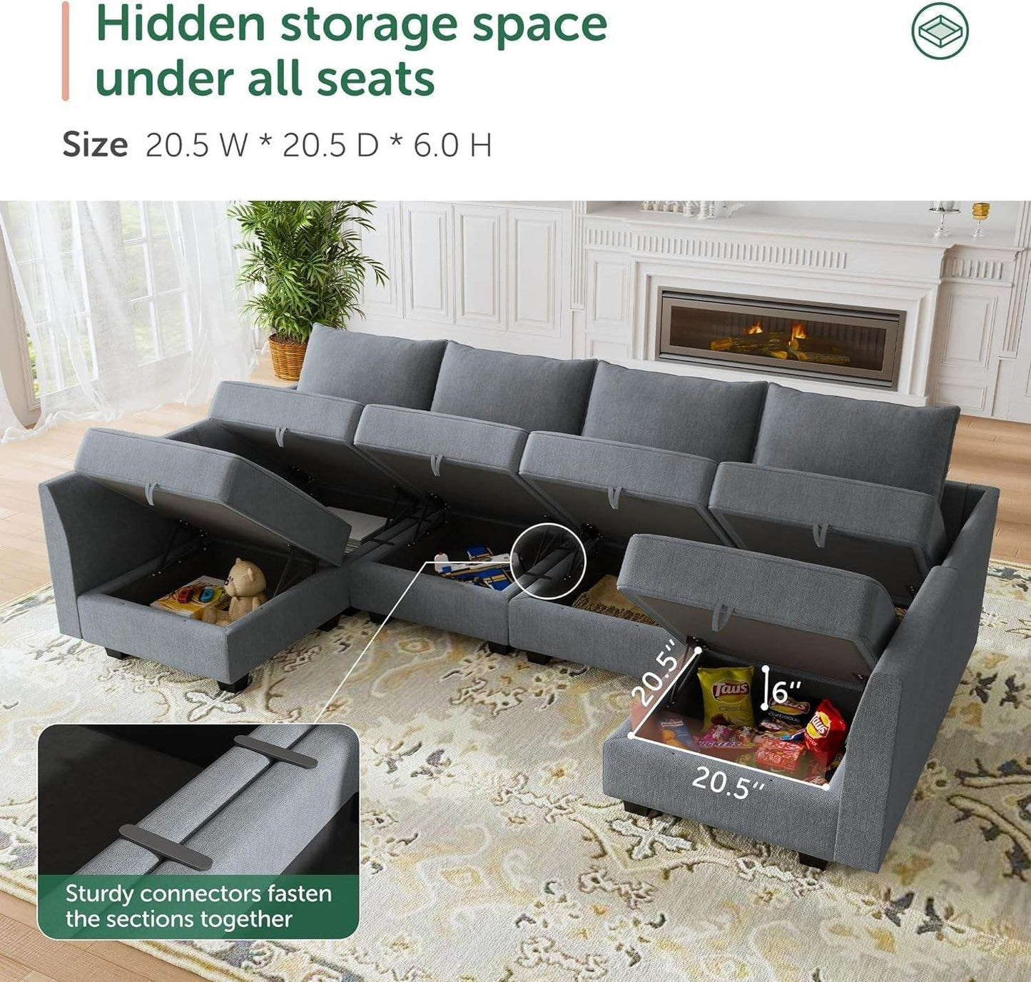 Modular Sectional Sofa with Storage Chaise - Loft&Timber
