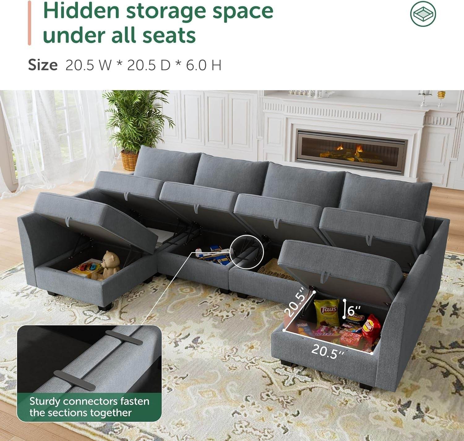 Modular Sectional Sofa with Storage Chaise - Loft&Timber