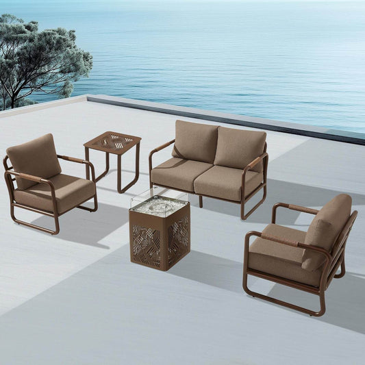 Outdoor Aluminum Patio Furniture Set with Fire Pit - Loft&Timber