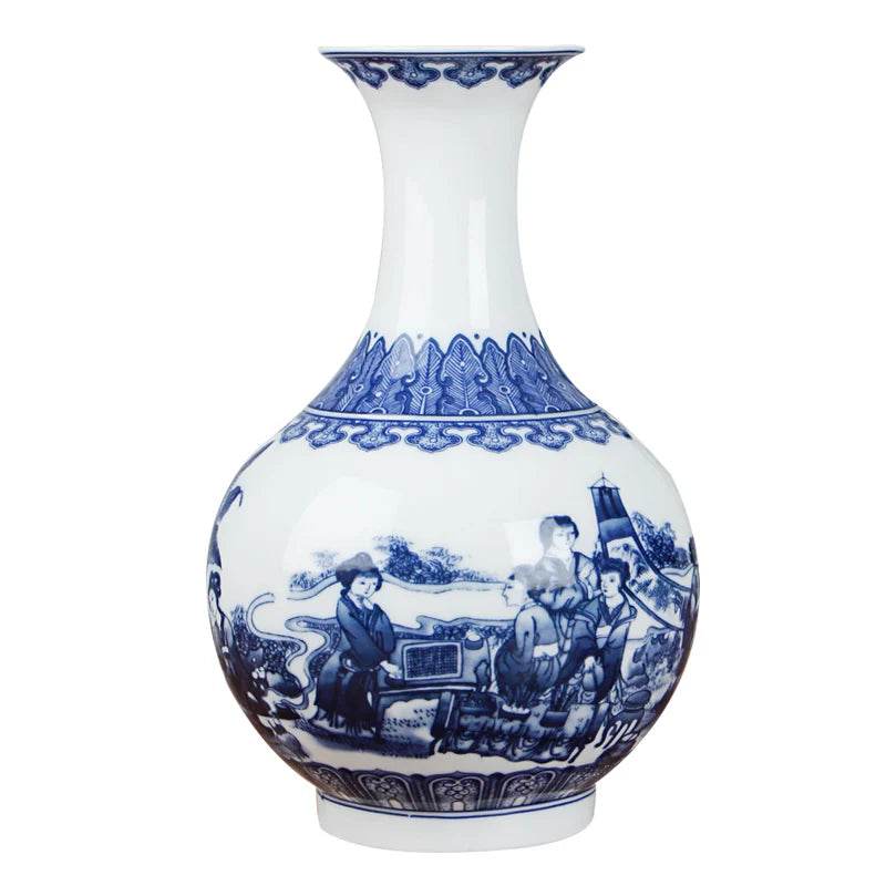 Classic Antique Chinese Blue and White Ceramic Vase - Loft&Timber
