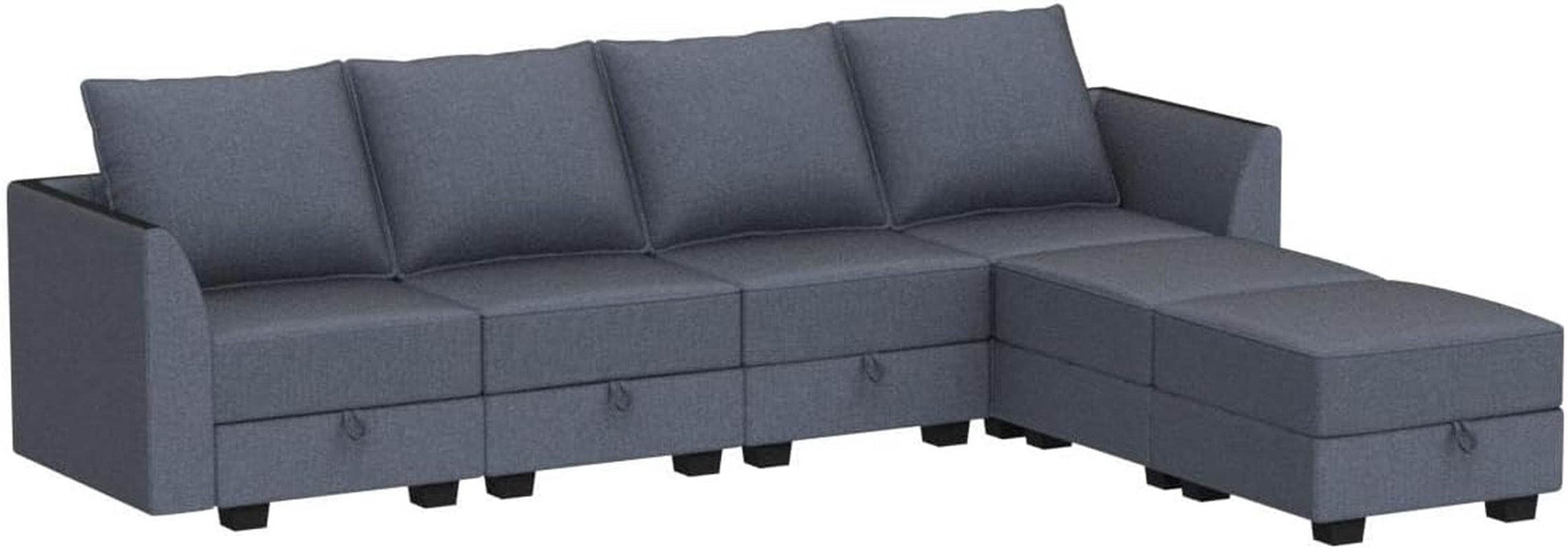 Modular U-Shaped Sectional Sofa Bluish Grey, Storage - Loft&Timber
