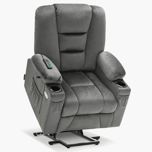 Power Lift Recliner Chair with Massage (Medium, Grey) - Loft&Timber