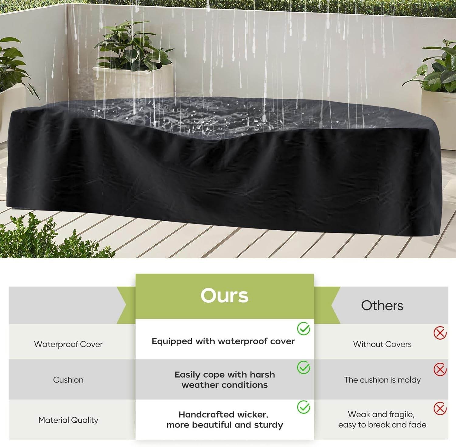 Half Moon Curved Outdoor Patio Furniture Set Grey - Loft&Timber