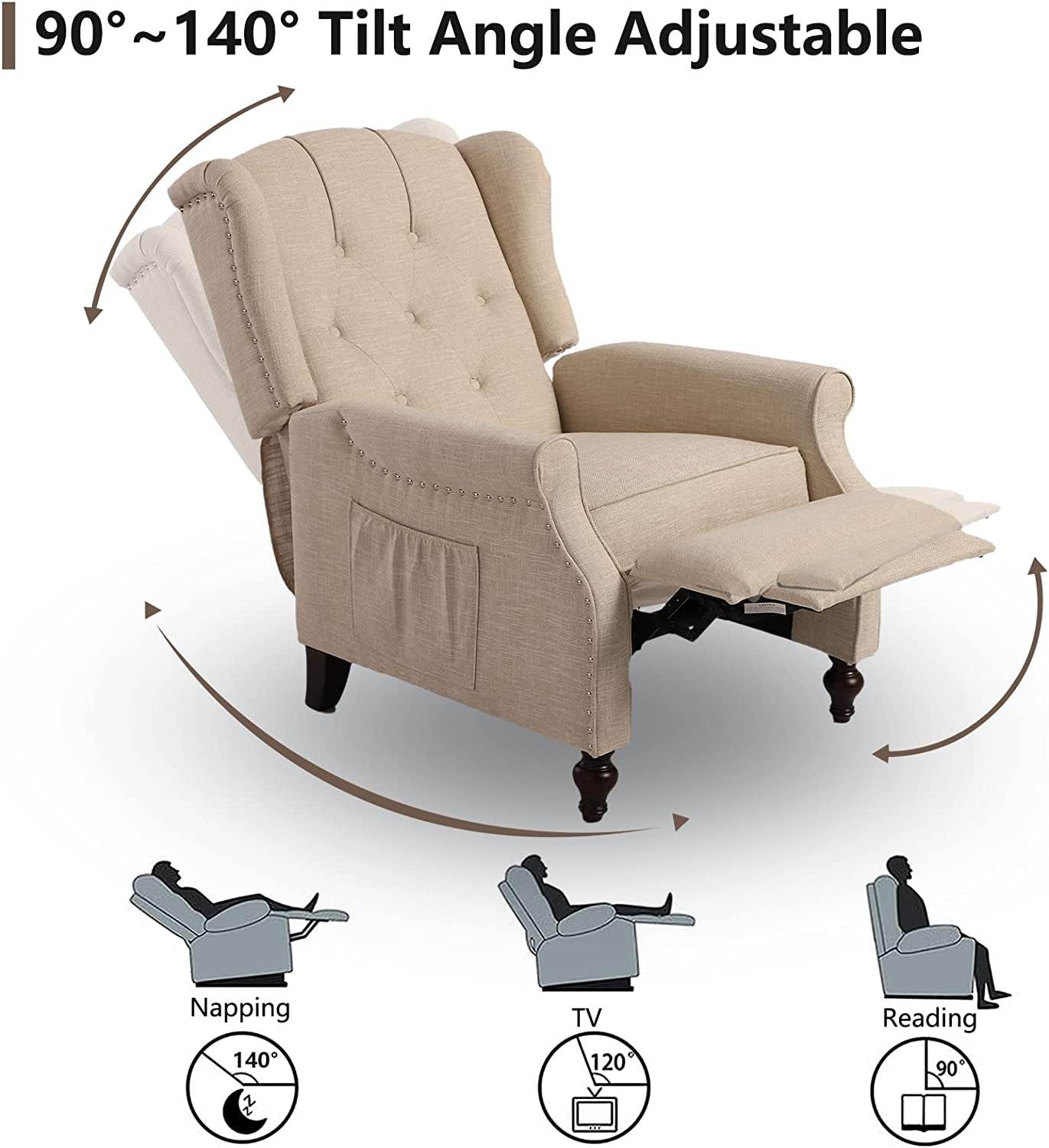 Wingback Recliner Chair with Massage and Heat - Loft&Timber