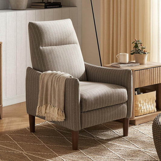 Arthur Recliner Chair with 3 Positions (Jacquard Taupe Stripe) - Loft&Timber