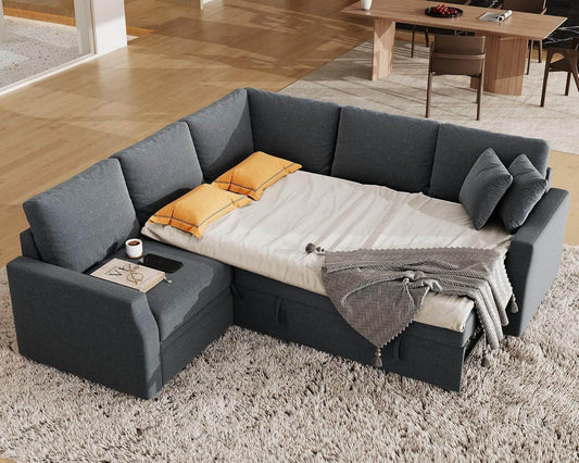 Oversized L-Shaped Sleeper Sectional Sofa with Storage - Loft&Timber
