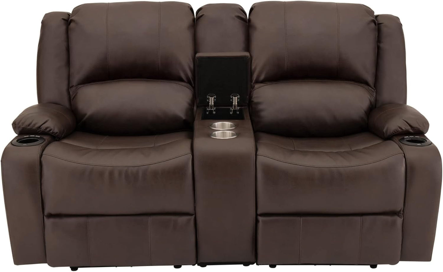 Charles 67" Powered Double RV Wall Hugger Recliner Sofa RV Loveseat with Upgraded 2023 Fabric (Chestnut)-1