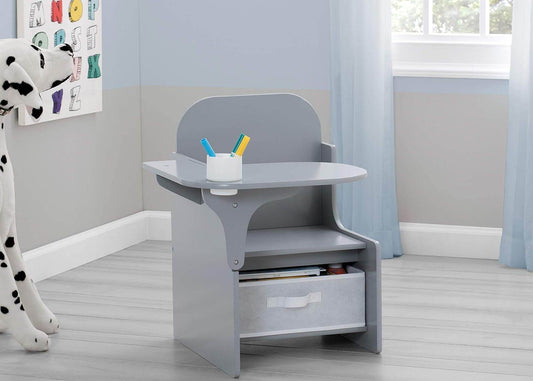 Mysize Chair Desk with Storage Bin, Grey - Loft&Timber