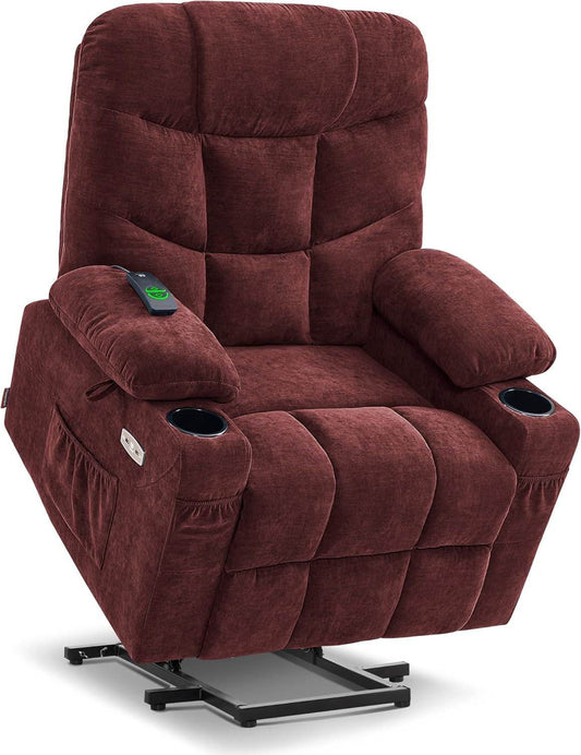 Power Lift Recliner Chair with Extended Footrest (Burgundy, Medium-Regular) - Loft&Timber