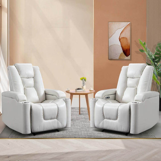 White Power Recliner Chair Set of 2 - Loft&Timber
