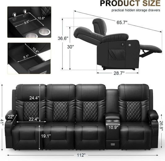 4 Seat Recliner Sofa, Large - Loft&Timber