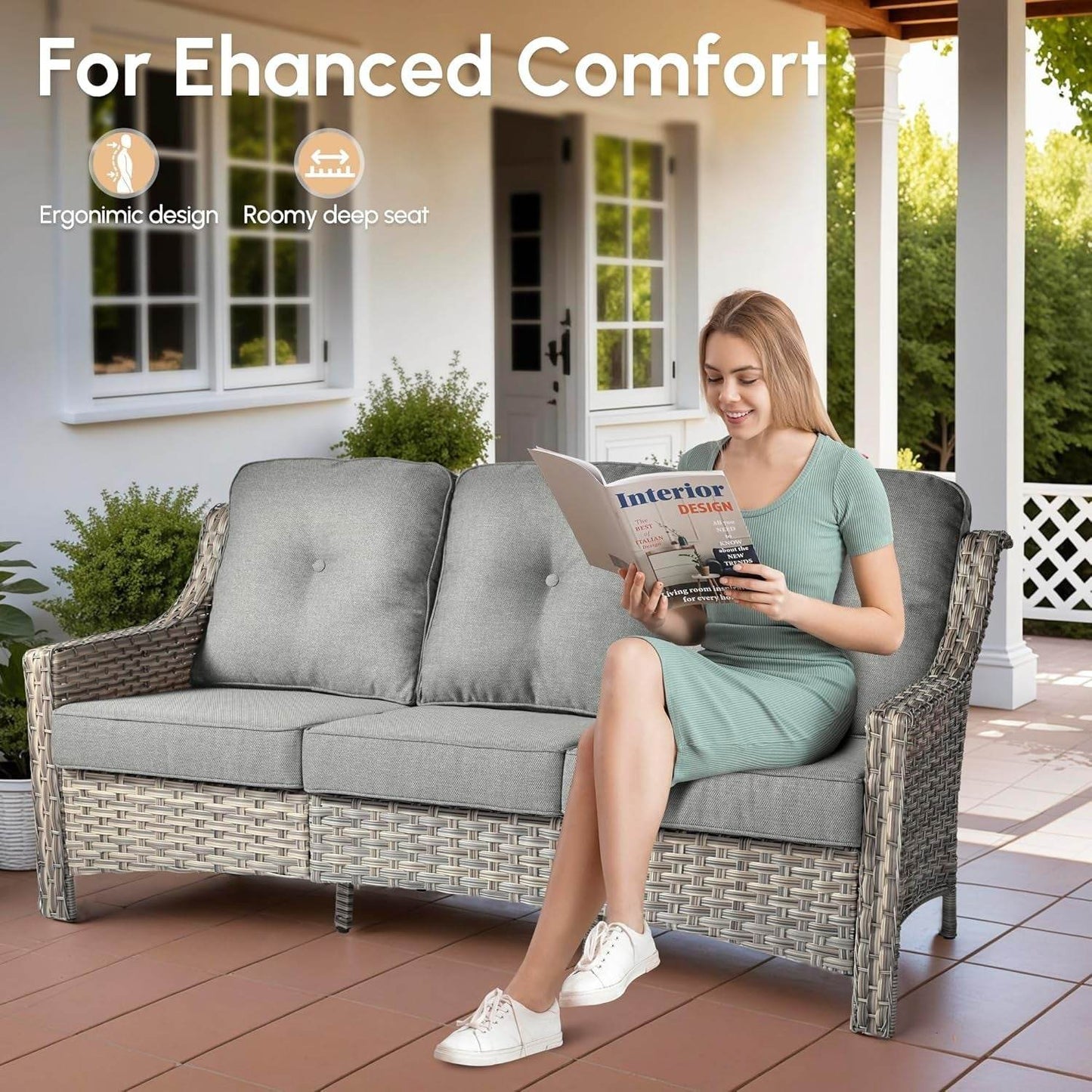 10 Piece Outdoor Patio Furniture Set with Fire Pit - Loft&Timber