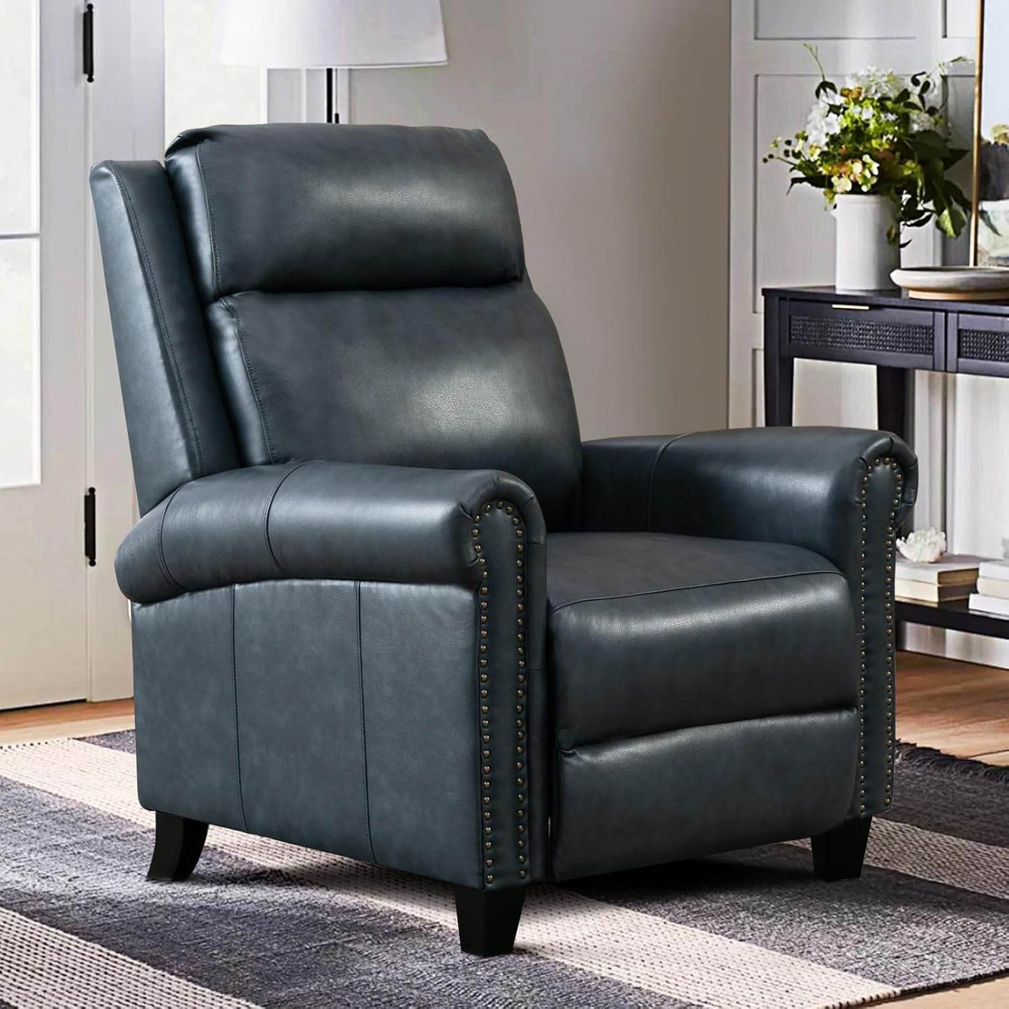Leather Recliner Chair, Navy Blue - Loft&Timber