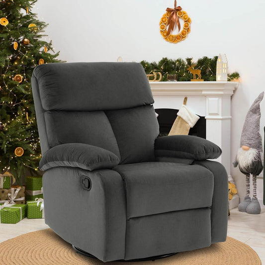 Swivel Rocker Recliner for Adults, Rocking Small Recliner Chair for Small Spaces, Small Rocker Recliner Chair for Living Room, RV, Nursery, Bedroom, Grey - Loft&Timber