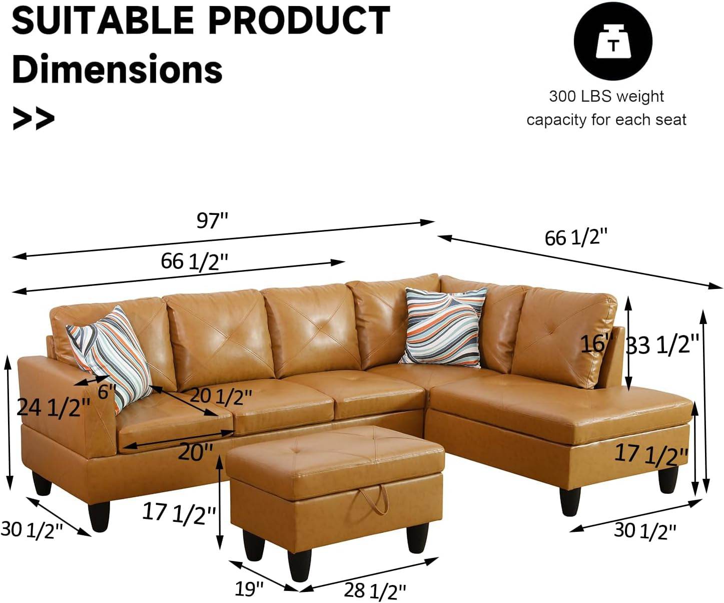 Leather Sectional Sofa Couch,L-Shape Sofa Sectional Couch Set - Loft&Timber